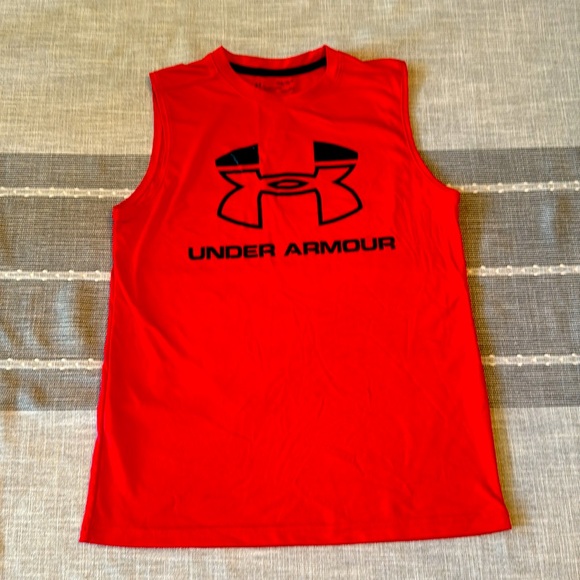 Under Armour Boys Sleeveless Shirts, Red and Blue, Both Size Large - Picture 2 of 3